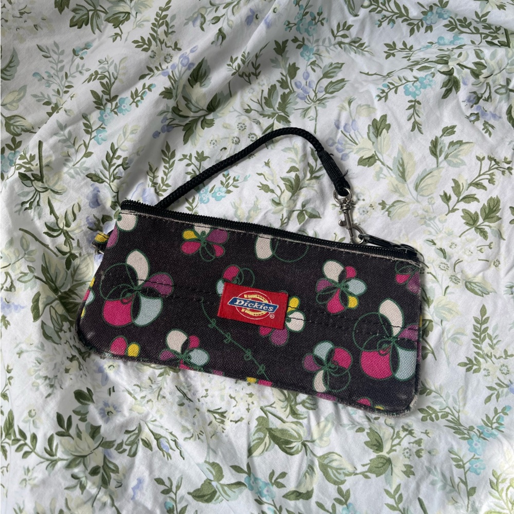 Dickies Black Multicolor Floral Wristlet